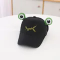 Schwarze Kinderkappe mit 3D-Froschaugen und gelber SYLPHLIKE FROG Stickerei - Kleinkinder 50-52CM 3-6 Jahre alt / Schwarz