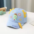 Light blue cotton toddler baseball cap with cute dinosaur cartoon and DINO embroidery - 0-3 Years Old / Style 1 Blue