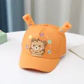 Vibrant orange baby baseball cap featuring a cute cartoon bear and star details - 0-3 Years Old / Type 2 Orange