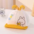 Simpatico cappello da sole neonato beige e giallo con rete e orecchie da coniglio - 45-48 cm / Giallo