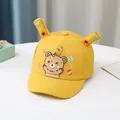 Yellow toddler baseball cap with cute 3D bear pattern and star-embroidered antennae - 0-3 Years Old / Style 2 Yellow