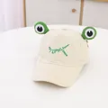 Beige Kinder-Baseballkappe mit 3D-Froschaugen und grüner YLPH LIKE FROG Bestickung - Beige