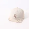 Beige baby baseball cap with soft brim and embroidered letter R on white background - Letter R Style / Beige (Letter R)