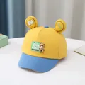 Toddler cartoon baseball cap in yellow and blue with cute 3D bear ears and plush toy - 0-3 Years Old / Style 3 Yellow