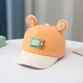 Cute baby baseball cap with 3D bear doll and cartoon ears in orange and beige - 0-3 Years Old / Style Three Orange