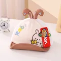 Cute beige mesh baby baseball cap with brown rabbit ears and soft brim for summer sun - 45-48cm / Coffee