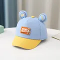 Blue and yellow contrast baby baseball cap with 3D teddy bear and Hello embroidery - 0-3 Years Old / Style 3 Blue