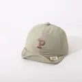 Toddler soft brim baseball cap in light sage green with brown letter P embroidery - Letter P Style / Khaki (Letter P)