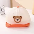 Close-up of baby mesh baseball cap with cute bear embroidery and breathable summer fabric - Infant Size / Orange Brim