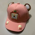 Pink toddler baseball cap with 3D cartoon lion ears and cute paw print patches - 0-3 Years Old / Orange Style