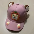 Pink baby baseball cap with cartoon lion patch and 3D plush ears and paws - 0-3 Years Old / Style 2 Pink