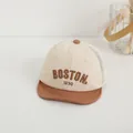 Toddler breathable mesh baseball cap with Boston embroidery and soft brim - 45-48cm / Coffee Brim