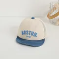 Toddler mesh baseball cap in beige and blue featuring BOSTON 1630 embroidery - 45-48cm / Sky Blue Brim