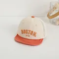 Kleinkind-Netz-Baseballkappe in Beige und Orange mit BOSTON-Stickerei und weichem Schirm - 45-48 cm / Orange Krempe