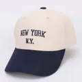 Detailed close-up of embroidered NEW YORK N.Y. text on cotton baseball cap - Kids 3-10 Years (50-54cm) / YORK Navy Brim