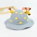 Cute light grey baby sun hat with yellow polka dots and 3D giraffe design details - 47-50cm / Blue