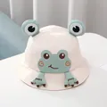 Cute beige frog embroidery bucket hat for infants with three-dimensional eyes and feet - Baby 0-30 Months (44-48CM) / Beige Frog