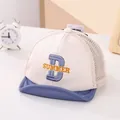 Berretto da baseball in rete per bambini beige e blu con ricamo D Summer sul fronte - 45-48CM (0-36 Mesi) / Celeste