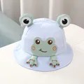 Light blue baby bucket hat with cute 3D frog embroidery and soft cotton finish - Baby 0-30 Months (44-48CM) / Blue Frog
