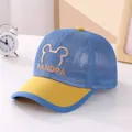 Détail de la casquette filet pour enfant bicolore bleu jaune avec broderie ours mignonne - Enfants 47-52CM / Bleu royal