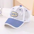 Cappellino da baseball a rete traspirante per bambini blu e bianco con patch LUCKY - 50-54cm / Bianco