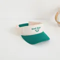 Kids sun visor hat in dark green and beige featuring Good Baby smiley embroidery - Toddler 47-50cm / Dark Green