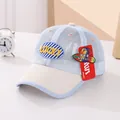 Berretto da baseball per bambini in mesh traspirante azzurro e beige con ricamo LUCKY - 50-54cm / Celeste