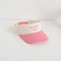 Pink and beige open top sun hat for kids featuring Good Baby embroidery and smiley face - Toddler 47-50cm / Pink