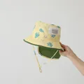 Chapeau de soleil jaune pour enfants avec motif lapin, maille et rabat de nuque - Enfants 3-6 ans (env.) / Motif Grenouille / Jaune