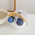 Kids breathable mesh baseball cap in yellow and white with flip-up glasses and M letter - Kids 2-6 Years (48-52CM) / Yellow