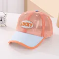 Casquette de baseball en mesh pour enfants, rose et bleu, avec écusson LUCKY brodé - 50-54cm / Orange