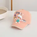 Casquette de baseball rose pêche pour bébé avec lapin 3D et imprimés de lait - Taille unique / Orange