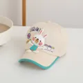 Casquette de baseball beige pour enfants avec bord vert menthe et lapin 3D rigolo - Taille unique / Beige