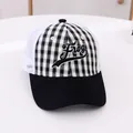 Breathable trucker hat with black and white gingham pattern and Frog embroidery - 48-52cm / Black