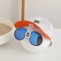 Kids breathable mesh baseball cap in orange and white with M embroidery and glasses - Kids 2-6 Years (48-52CM) / Orange