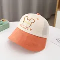 Kids orange mesh sun hat with embroidered cartoon bear and breathable back panel - 2-6 Years (47-52cm) / Orange