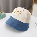Dettaglio della rete traspirante e del ricamo a orsetto sul cappello da sole per bimbi - 2-6 Anni (47-52cm) / Blu