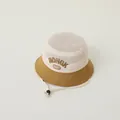 Kids breathable mesh bucket hat in yellow and beige with HONGK 1997 embroidery - Kids 2-6 Years 48-52CM / Dark Coffee
