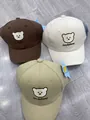 Trois casquettes enfant ours en marron, crème et kaki avec broderie Luckybear - 47-52cm / Kaki