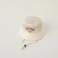 Beige kids summer bucket hat with breathable mesh top and HONGK 1997 embroidery - Kids 2-6 Years 48-52CM / Beige
