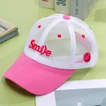 Breathable pink and white mesh baseball cap with Smile embroidery and smile patch for kids - Kids (50-54cm) / Rose Red