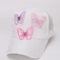 Detailed embroidery of colorful butterfly accents on breathable mesh baseball cap - Trucker Hat / White Mesh Hat