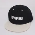 Berretto hip hop per bambini con ricamo SUMMER e design a contrasto bianco e nero - Bambini 3-10 Anni 50-54CM / Nero