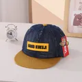 Kinder baseballpet van navy denim en geel met rubberen KUKUJI-patch op de voorkant - Kinderen 3-10 Jaar 50-54CM / Gele Rand
