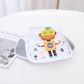White children's sun visor featuring a colorful 3D cartoon robot and brand logo - Kids One Size / Robot White