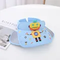 Light blue children's visor hat featuring a yellow cartoon robot with 3D silicone details - Kids One Size / Robot Sky Blue