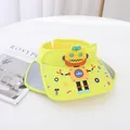 Yellow kids sun visor hat with retractable side shields and robot cartoon character - Kids One Size / Robot Yellow