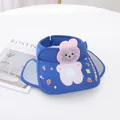 Blue kids sun visor hat with pink 3D bunny and fruit patterns on extendable brim - Kids One Size / Bear Royal Blue