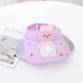 Lavender children's open top sun hat featuring a cute bunny print and side visors - Kids One Size / Bear Purple