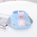 Blue kids sun visor hat with a 3D pink cartoon bunny and colorful fruit prints - Kids One Size / Bear Sky Blue